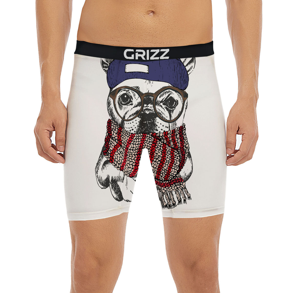 French Bulldog Wearing Glasses Print Boxer Briefs-grizzshop