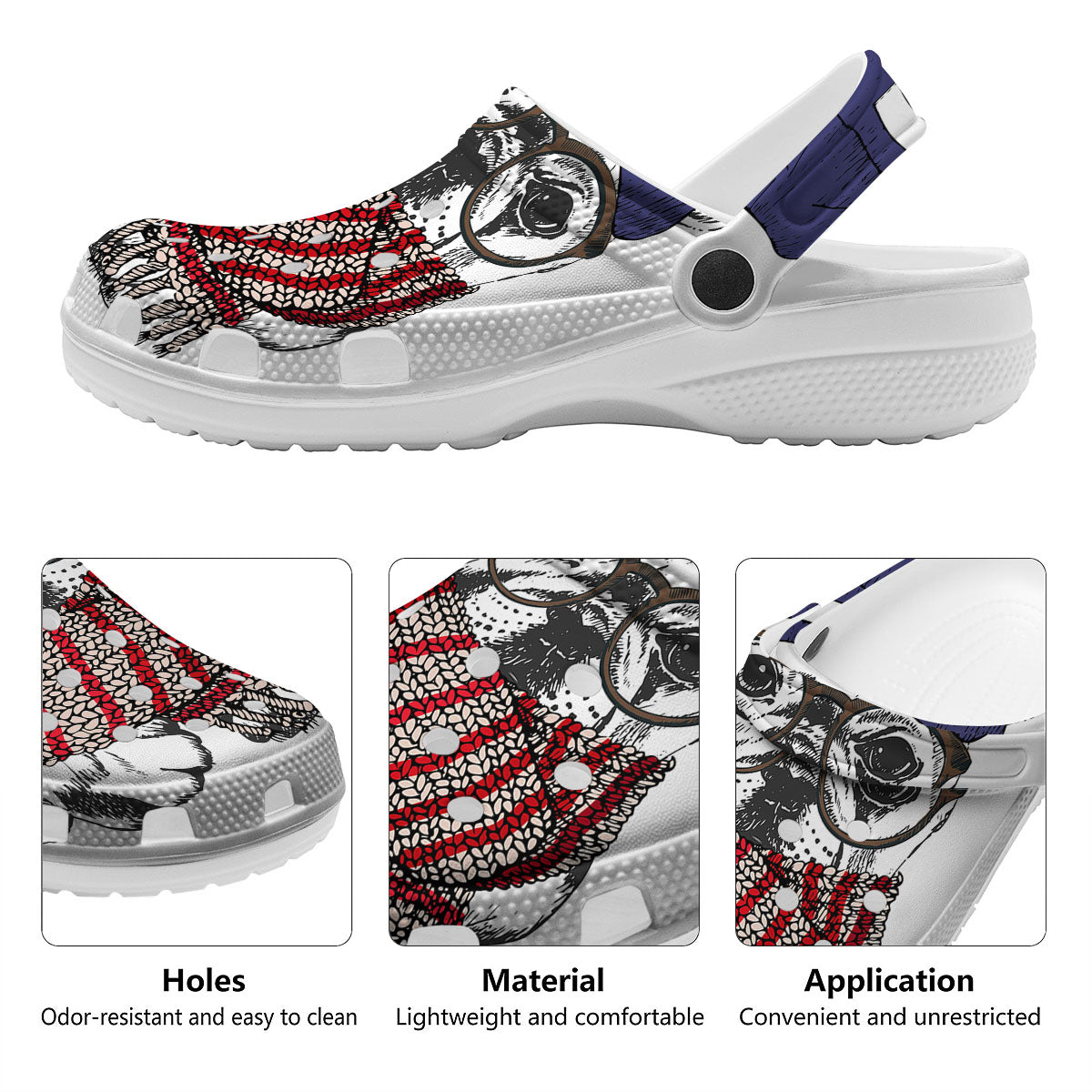 French Bulldog Wearing Glasses Print Clog-grizzshop