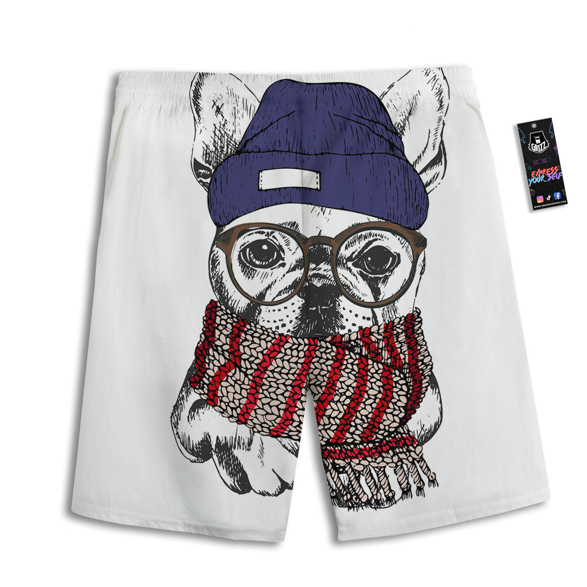 Gingham White And Orange Print Pattern Men's Athletic Shorts