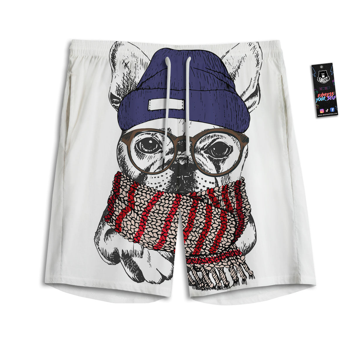 Gingham White And Orange Print Pattern Men's Athletic Shorts