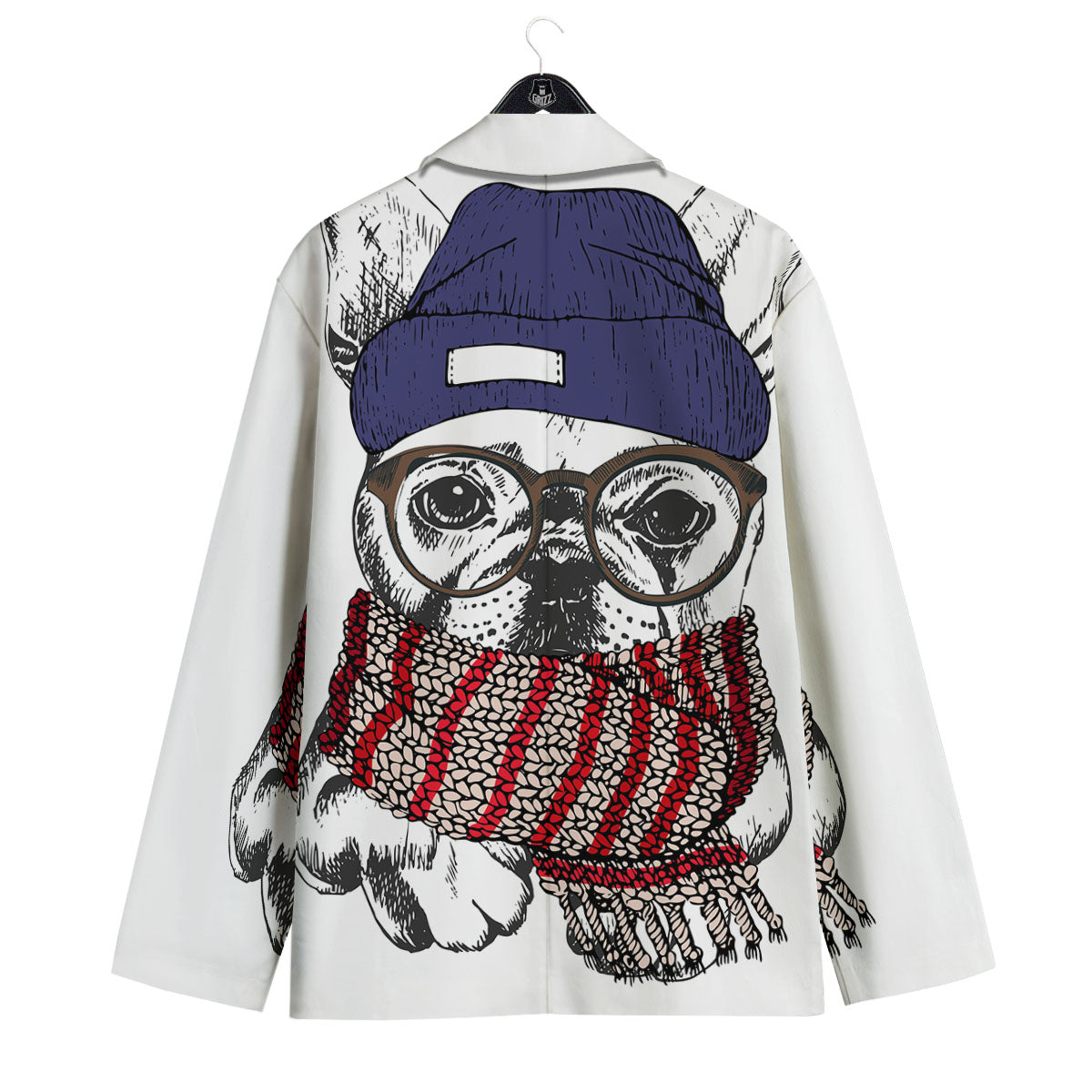French Bulldog Wearing Glasses Print Men's Sport Coat-grizzshop