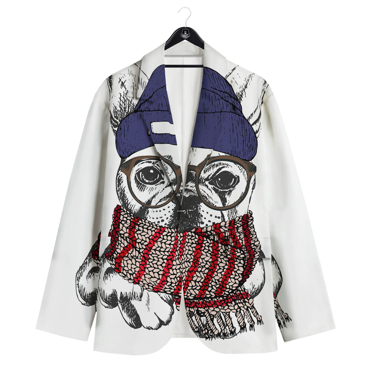 French Bulldog Wearing Glasses Print Men's Sport Coat-grizzshop