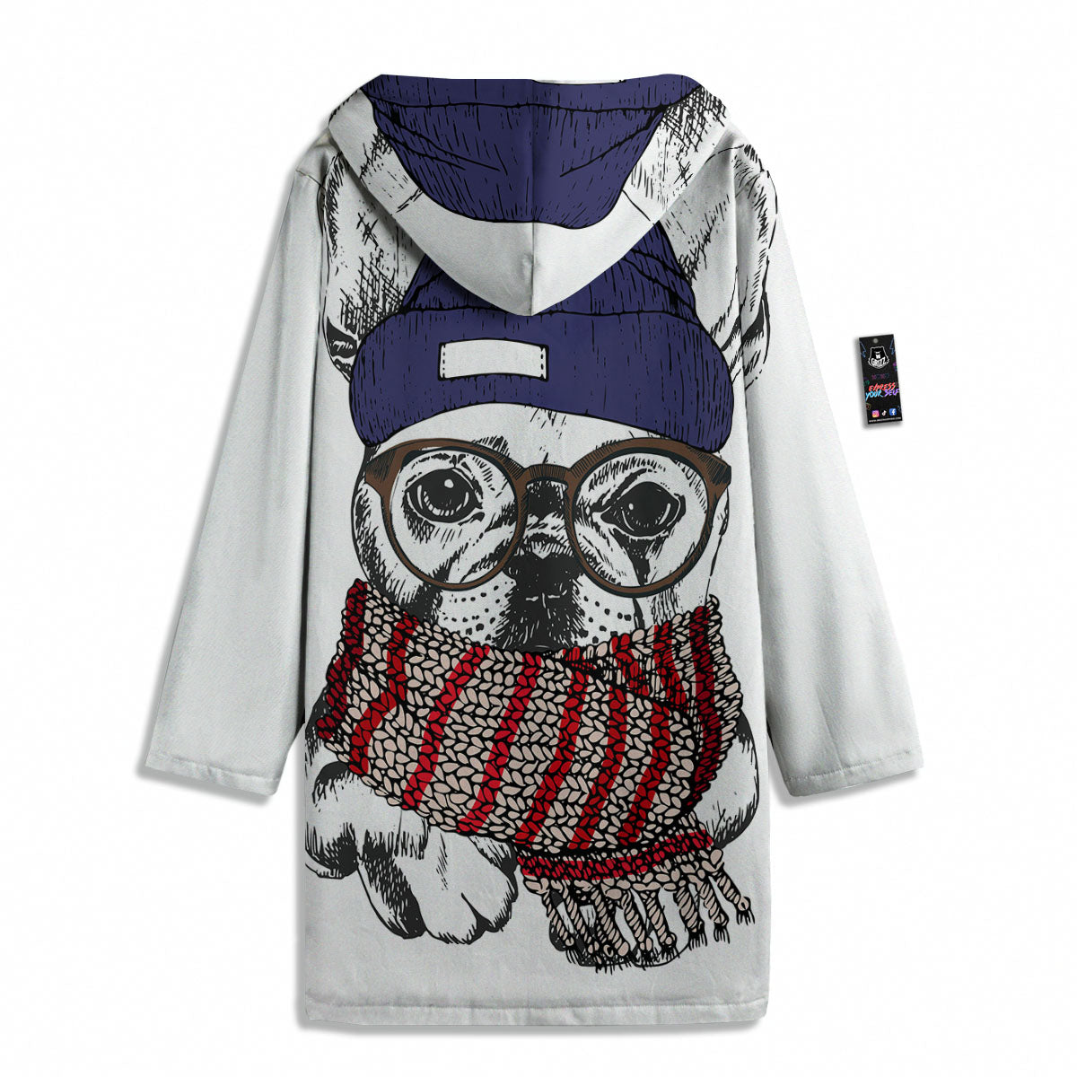 French Bulldog Wearing Glasses Print Men's Windbreaker Jacket-grizzshop