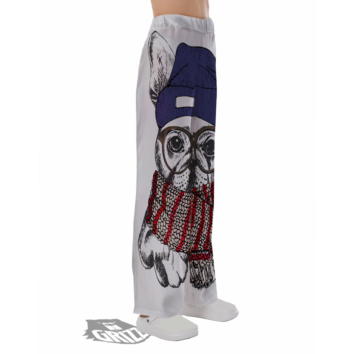 French Bulldog Wearing Glasses Print Pajama Pants-grizzshop