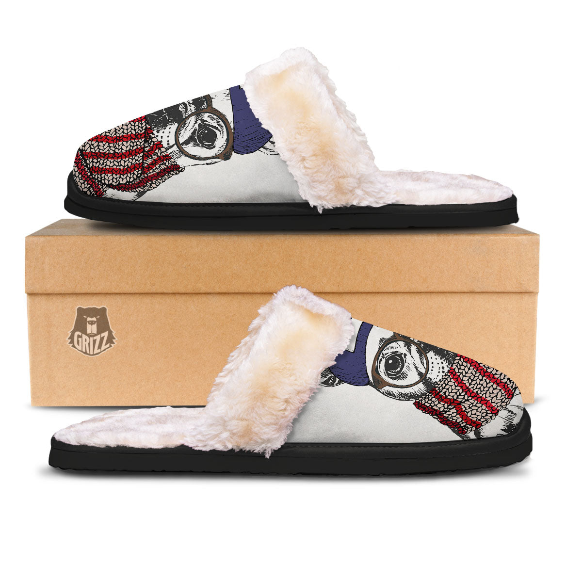 French Bulldog Wearing Glasses Print Slippers-grizzshop