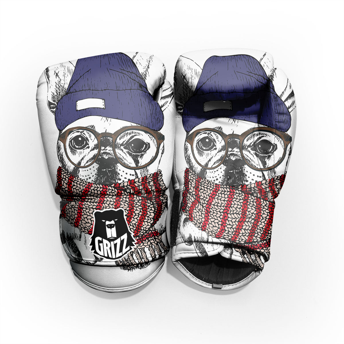 French Bulldog Wearing Glasses Print Pro Boxing Glove