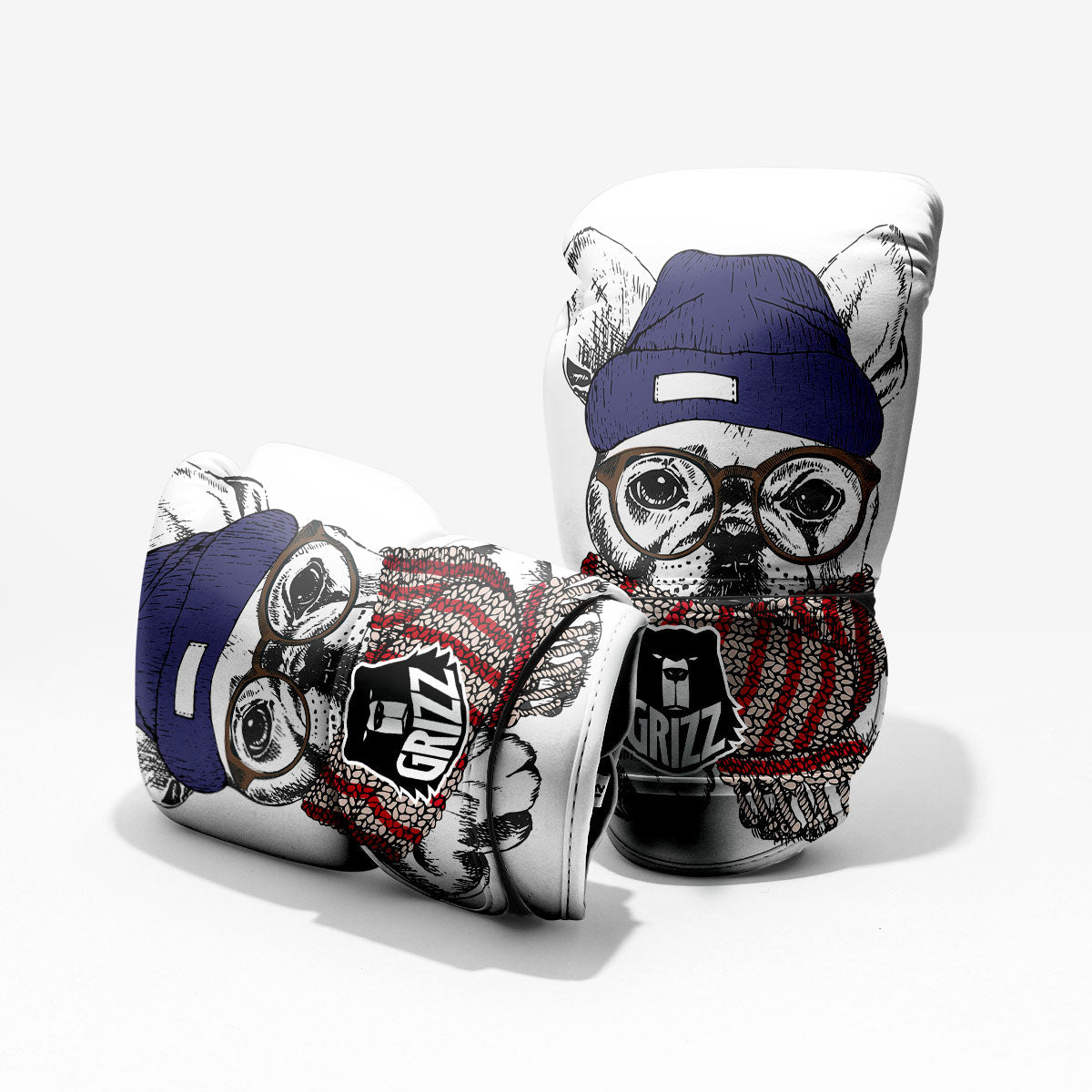 French Bulldog Wearing Glasses Print Pro Boxing Glove