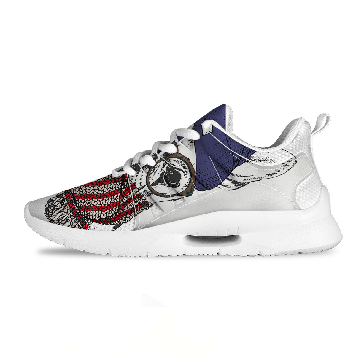 French Bulldog Wearing Glasses Print Tennis Shoes-grizzshop
