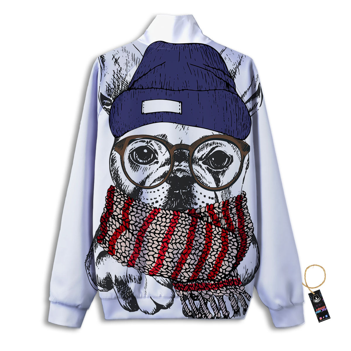 French Bulldog Wearing Glasses Print Track Jacket-grizzshop