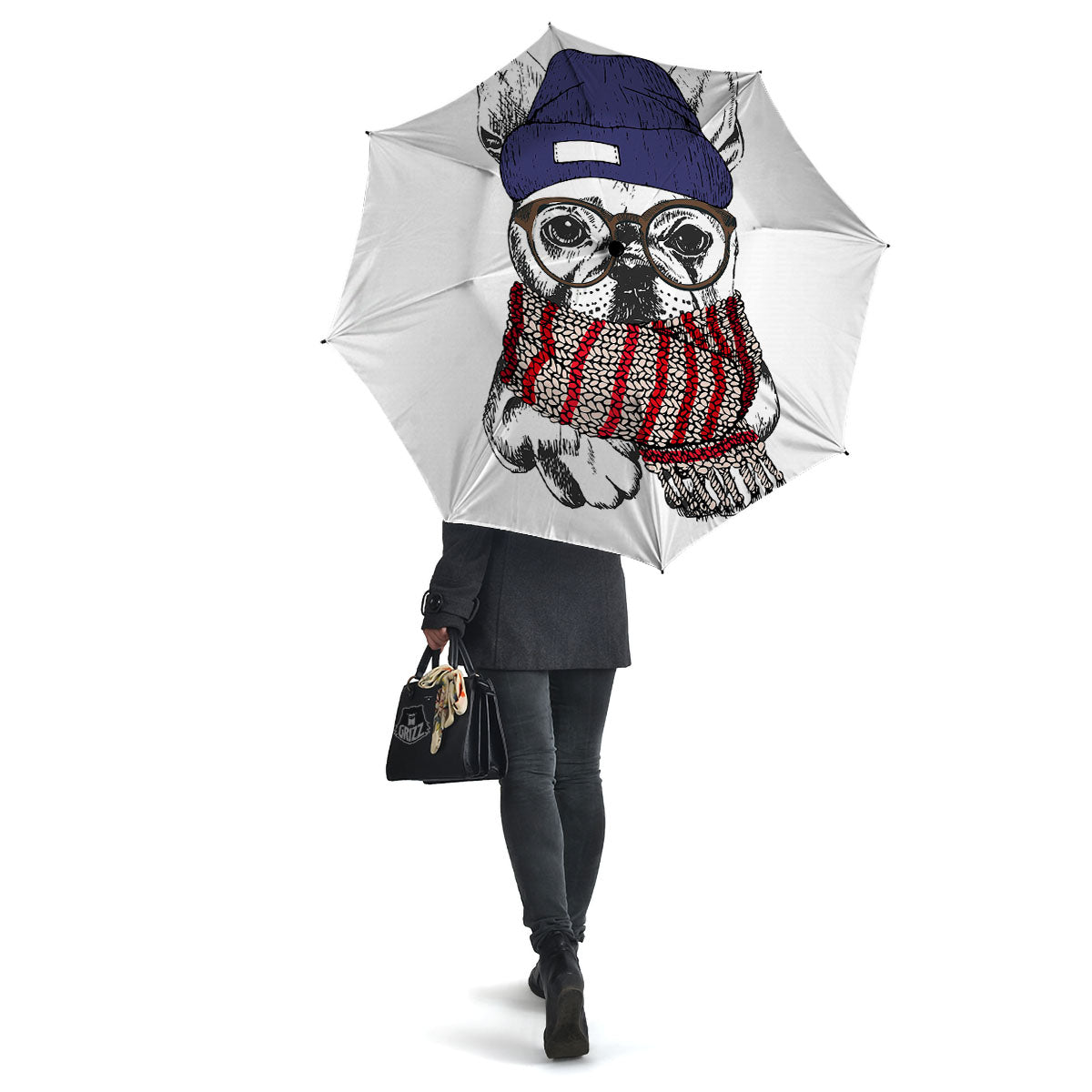 French Bulldog Wearing Glasses Print Umbrella-grizzshop