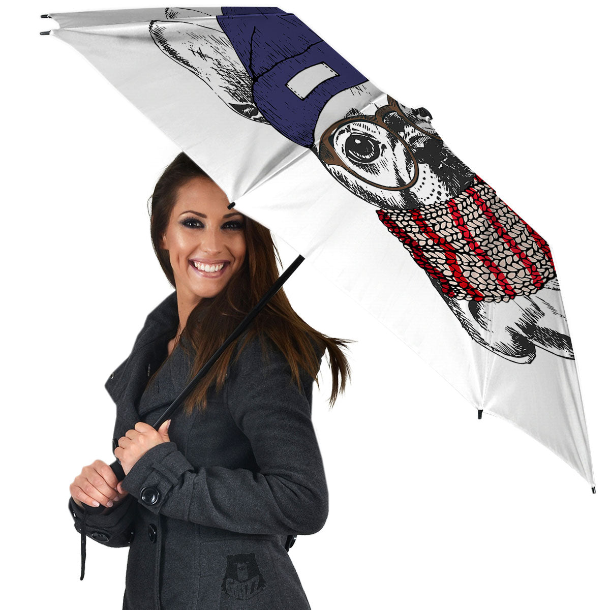 French Bulldog Wearing Glasses Print Umbrella-grizzshop