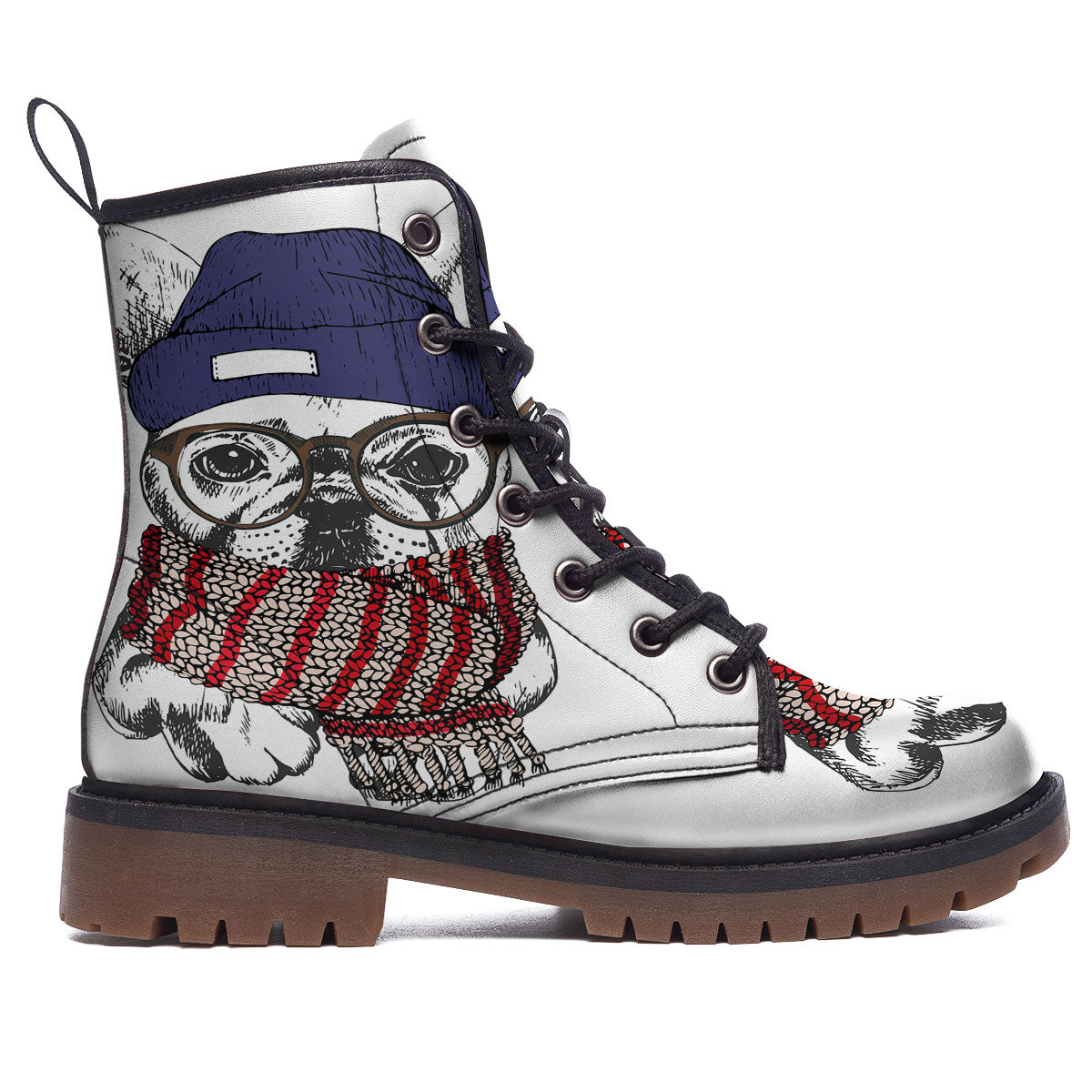 French Bulldog Wearing Glasses Print Work Boots-grizzshop