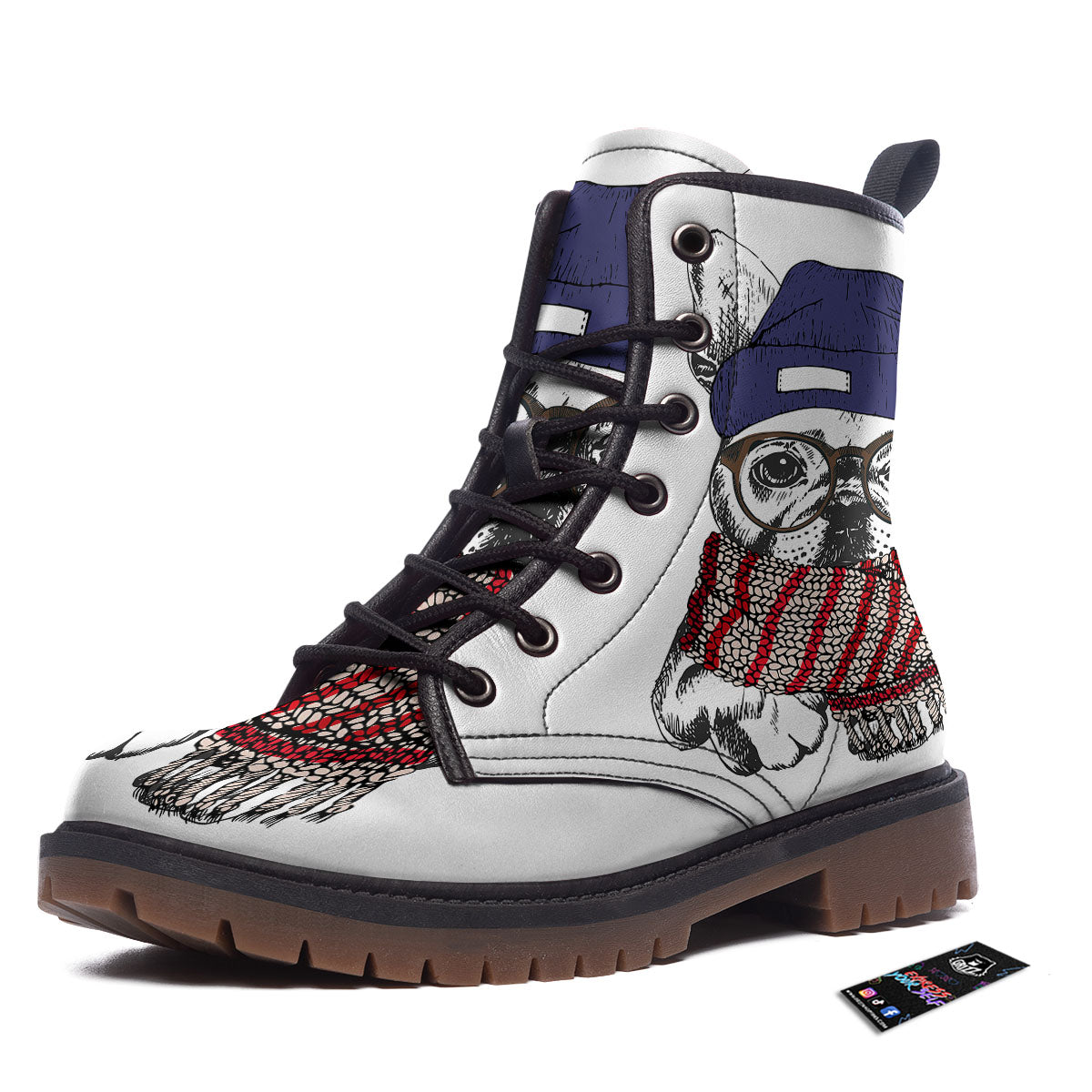 French Bulldog Wearing Glasses Print Work Boots-grizzshop