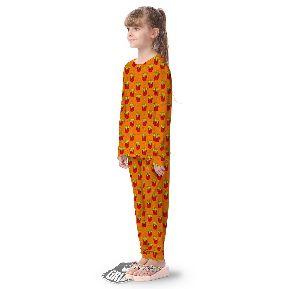 French Fries Cartoon Print Pattern Kid's Pajamas-grizzshop