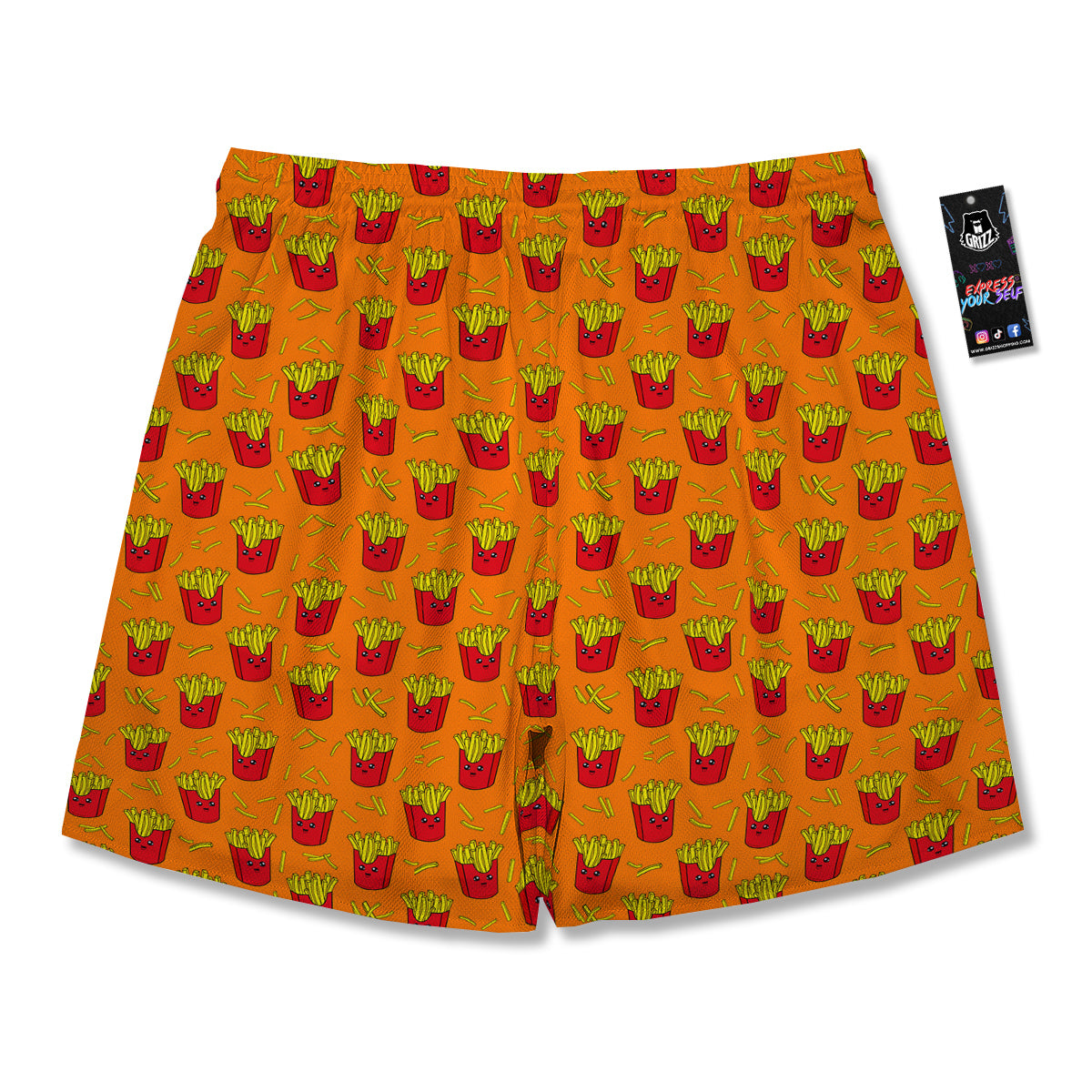French Fries Cartoon Print Pattern Men's Running Shorts-grizzshop