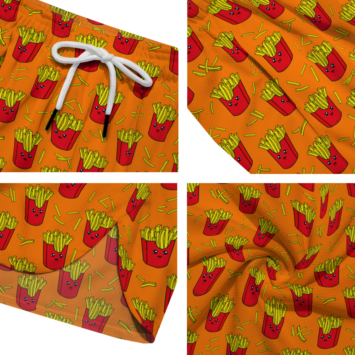 French Fries Cartoon Print Pattern Men's Running Shorts-grizzshop