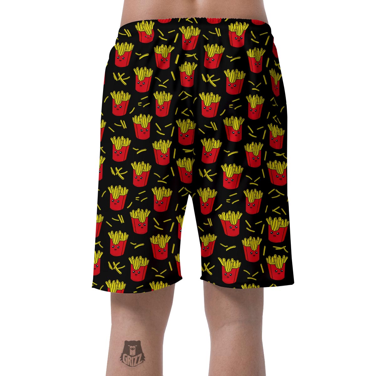 French Fries Cartoon Print Pattern Men's Shorts-grizzshop
