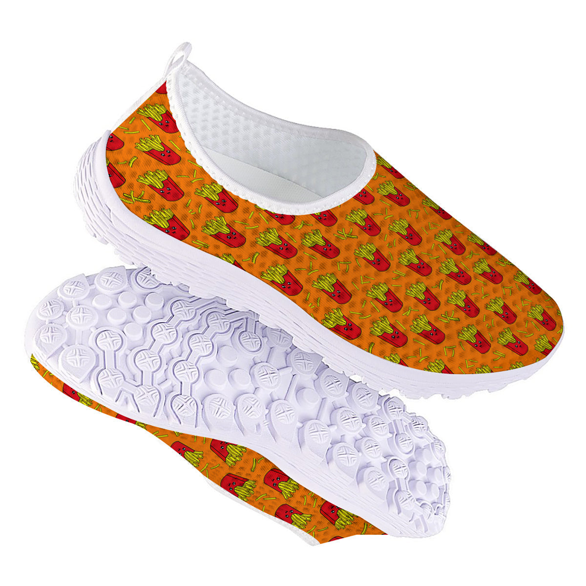 French Fries Cartoon Print Pattern Nurse Shoes-grizzshop