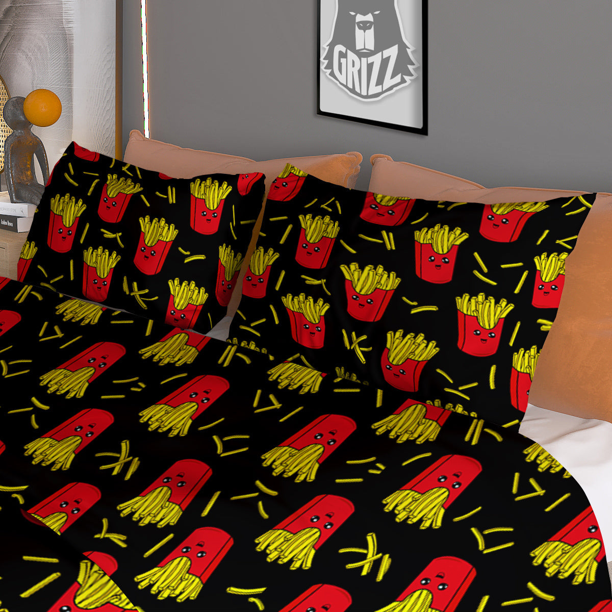 French Fries Cute Print Pattern Duvet Cover Bedding Set