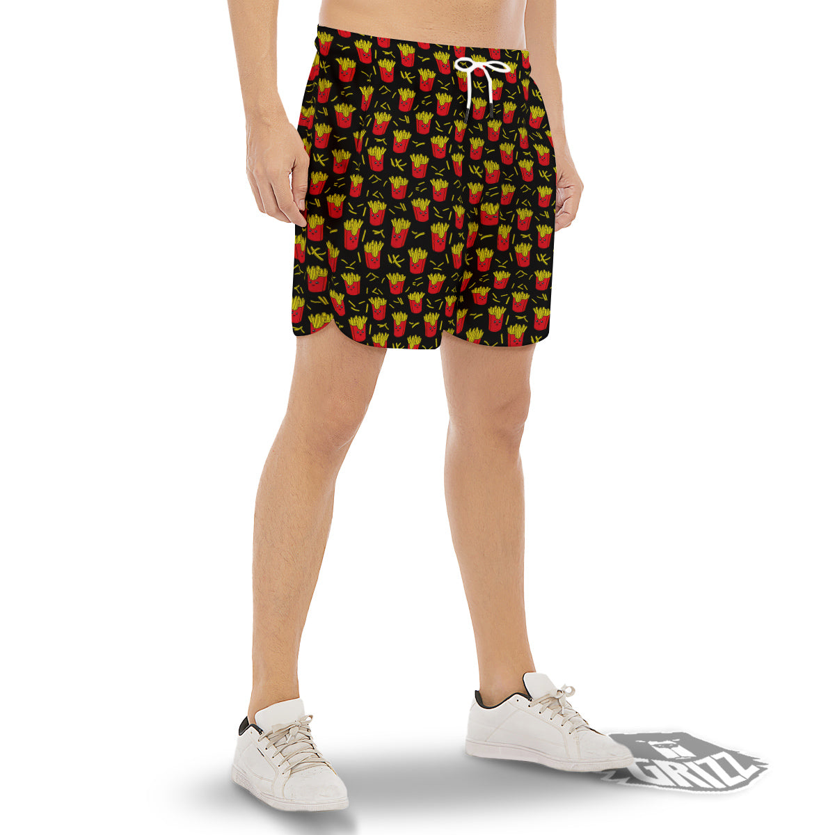 French Fries Cute Print Pattern Men's Gym Shorts-grizzshop