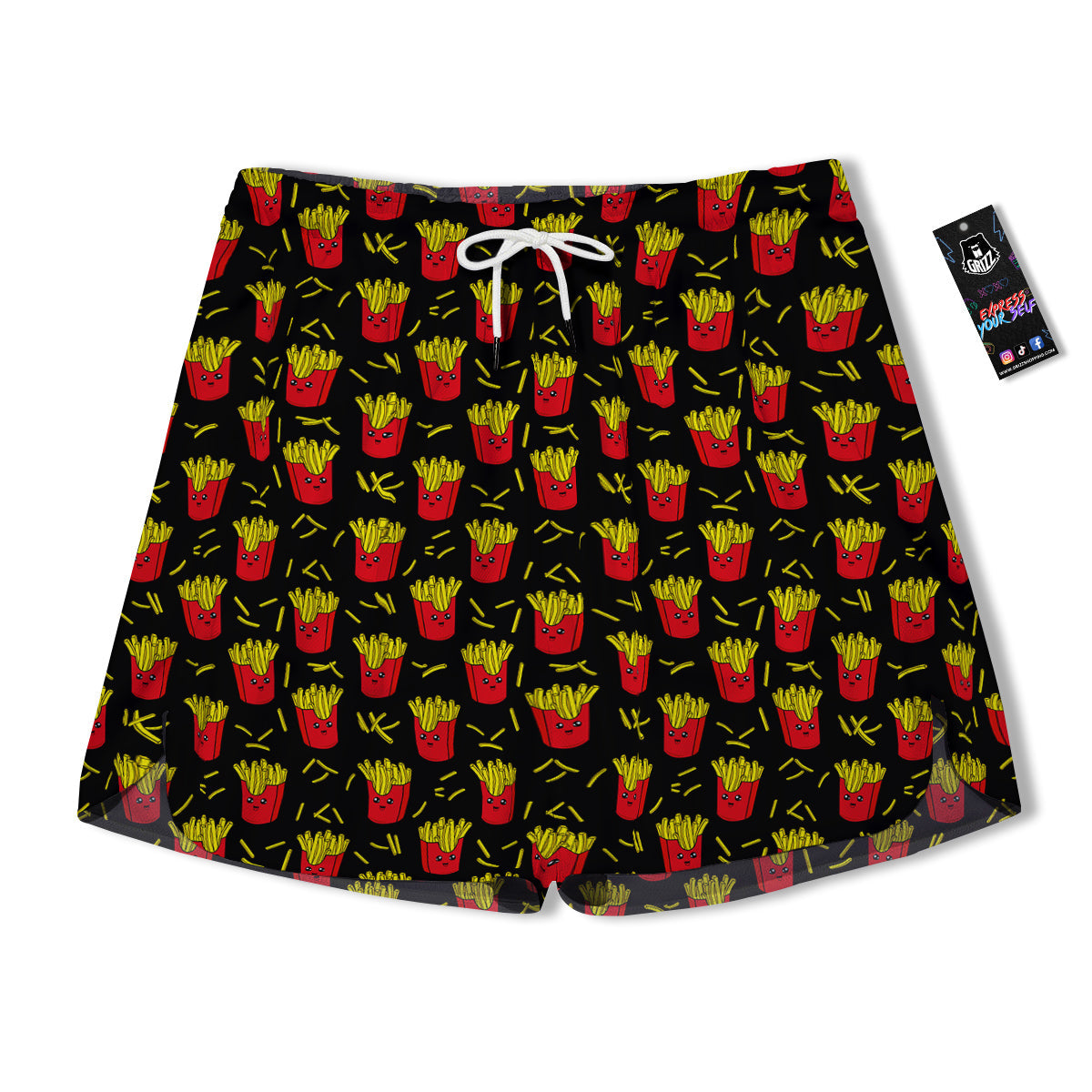 French Fries Cute Print Pattern Men's Running Shorts-grizzshop