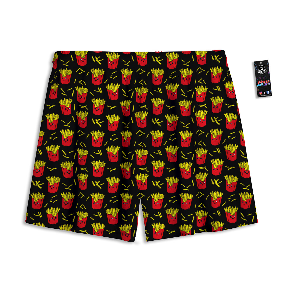 French Fries Cute Print Pattern Mesh Shorts