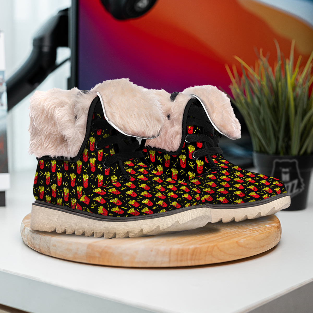 French Fries Cute Print Pattern Snow Boots-grizzshop
