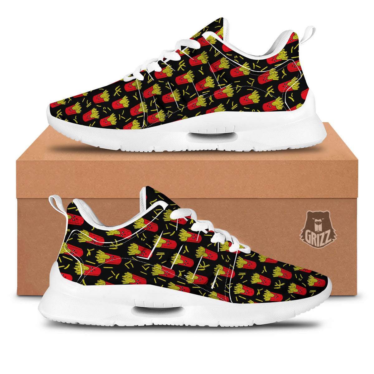 French Fries Cute Print Pattern Tennis Shoes-grizzshop