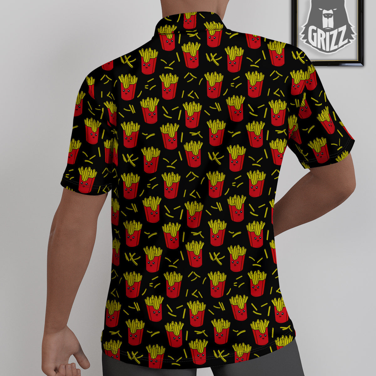 French Fries Cute Print Pattern Untucked Shirts-grizzshop