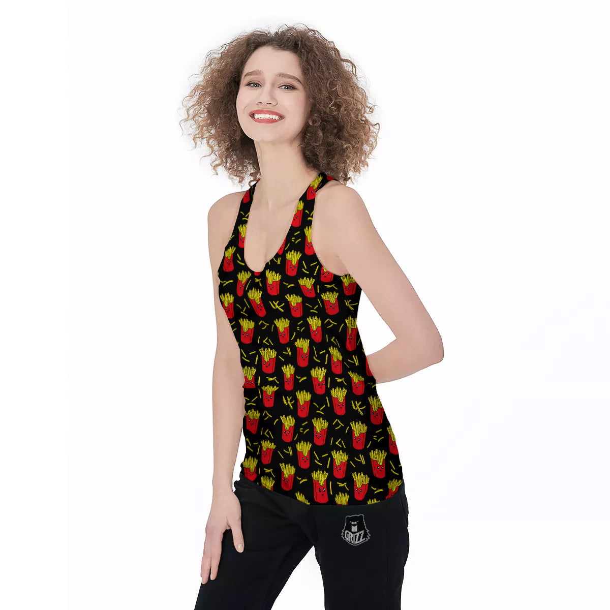 French Fries Cute Print Pattern Women's Racerback Tank Top-grizzshop