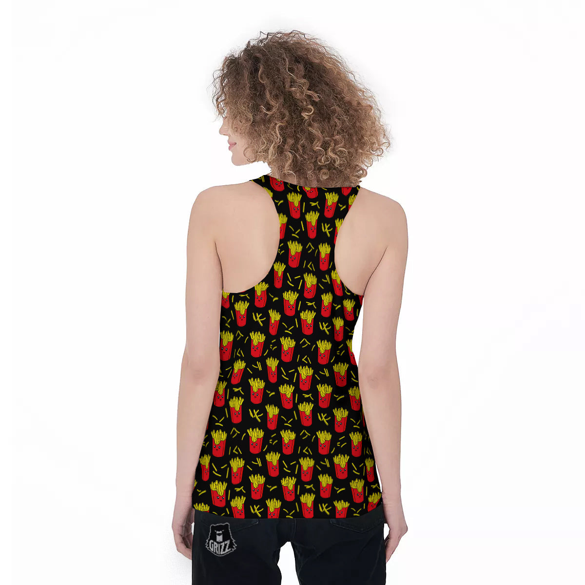French Fries Cute Print Pattern Women's Racerback Tank Top-grizzshop