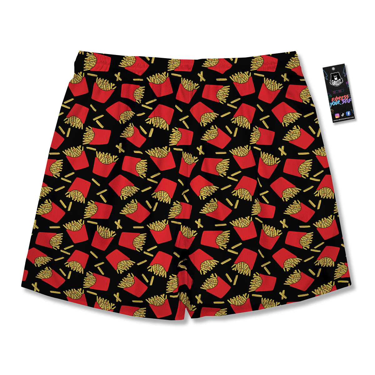 French Fries Doodle Print Pattern Men's Running Shorts-grizzshop