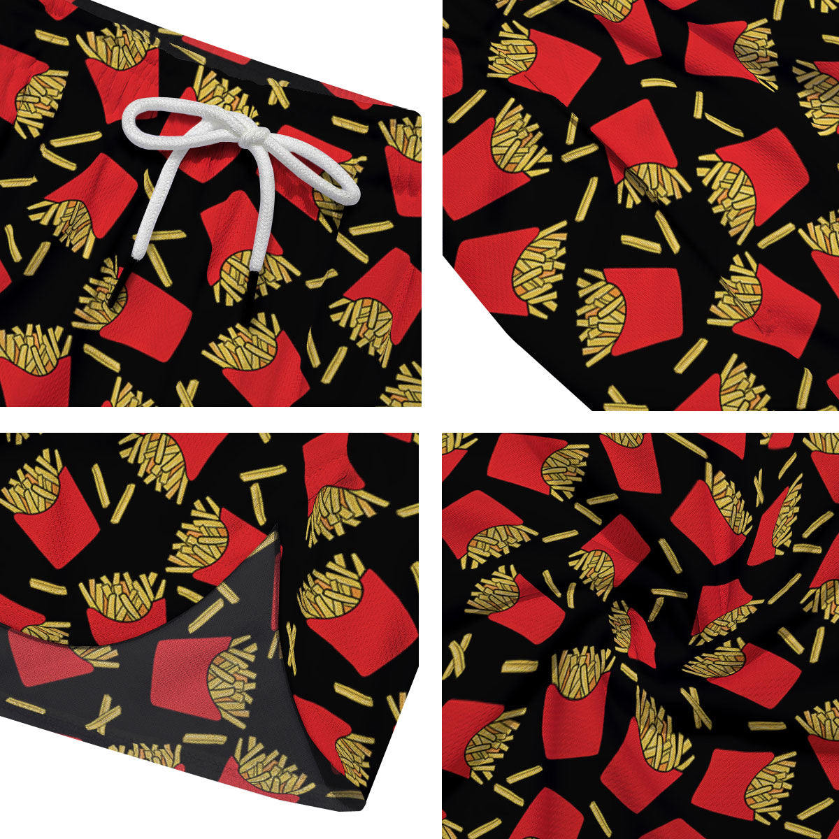 French Fries Doodle Print Pattern Men's Running Shorts-grizzshop