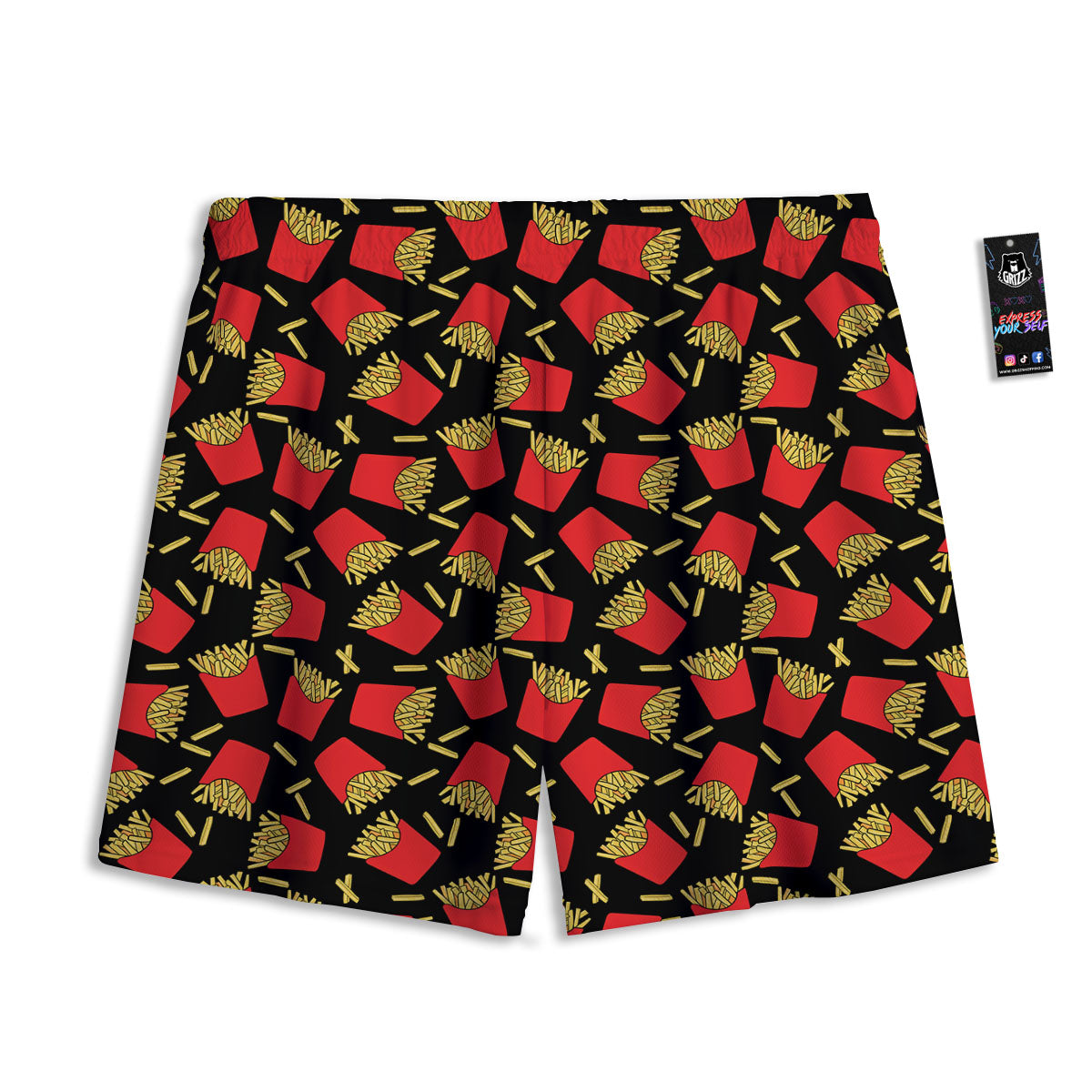 French Fries Doodle Print Pattern Mesh Shorts