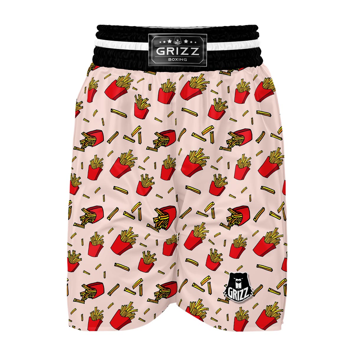 French Fries Pattern Print Boxing Shorts-grizzshop