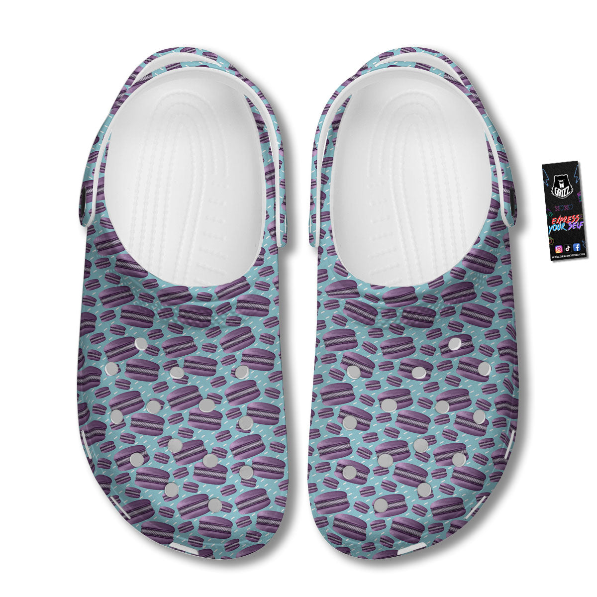 French Macarons Print Pattern Clog-grizzshop