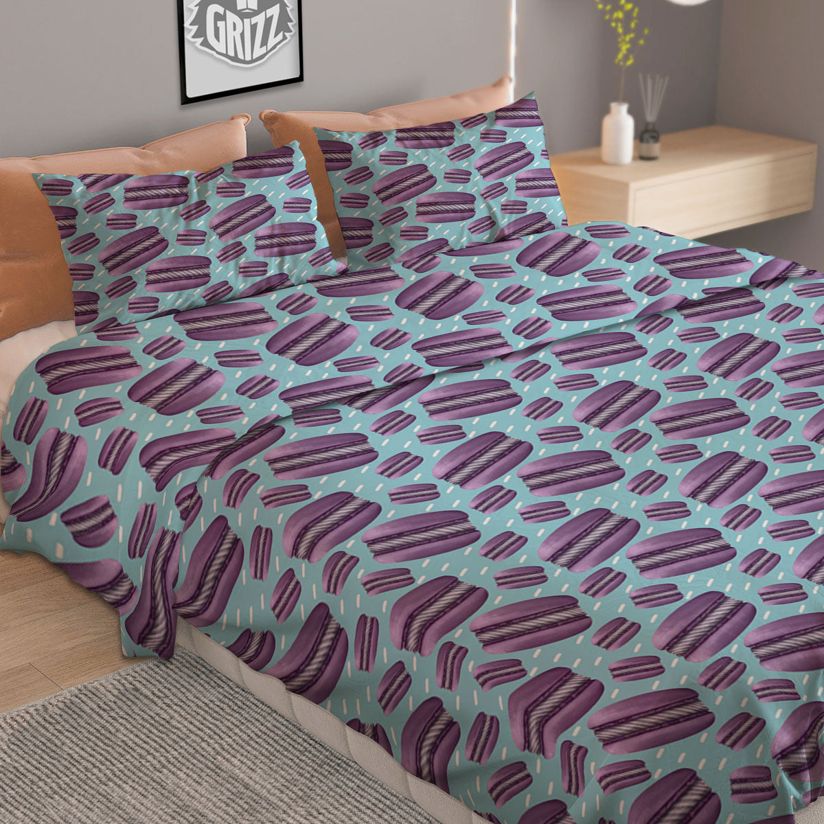 French Macarons Print Pattern Duvet Cover Bedding Set-grizzshop