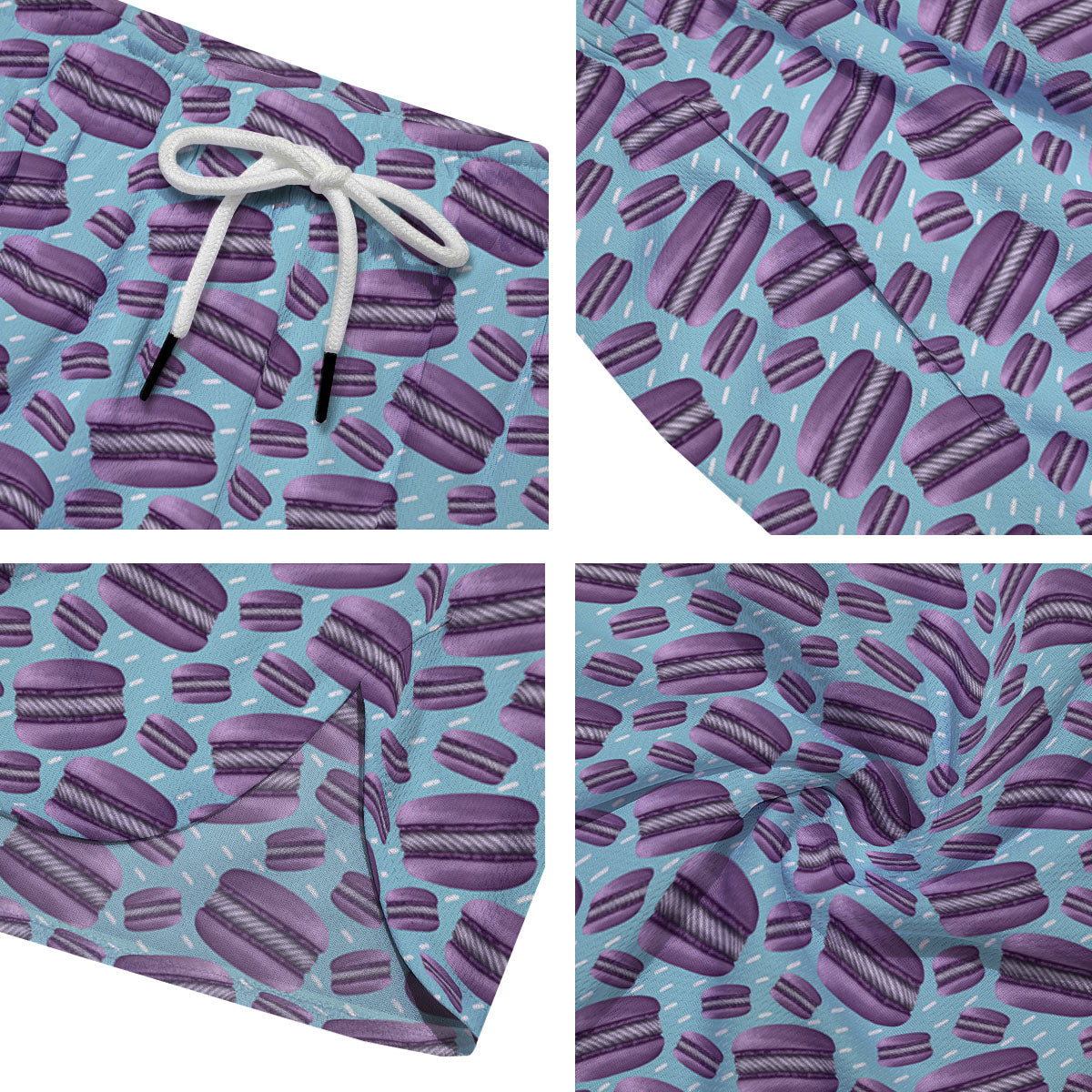 French Macarons Print Pattern Men's Running Shorts-grizzshop