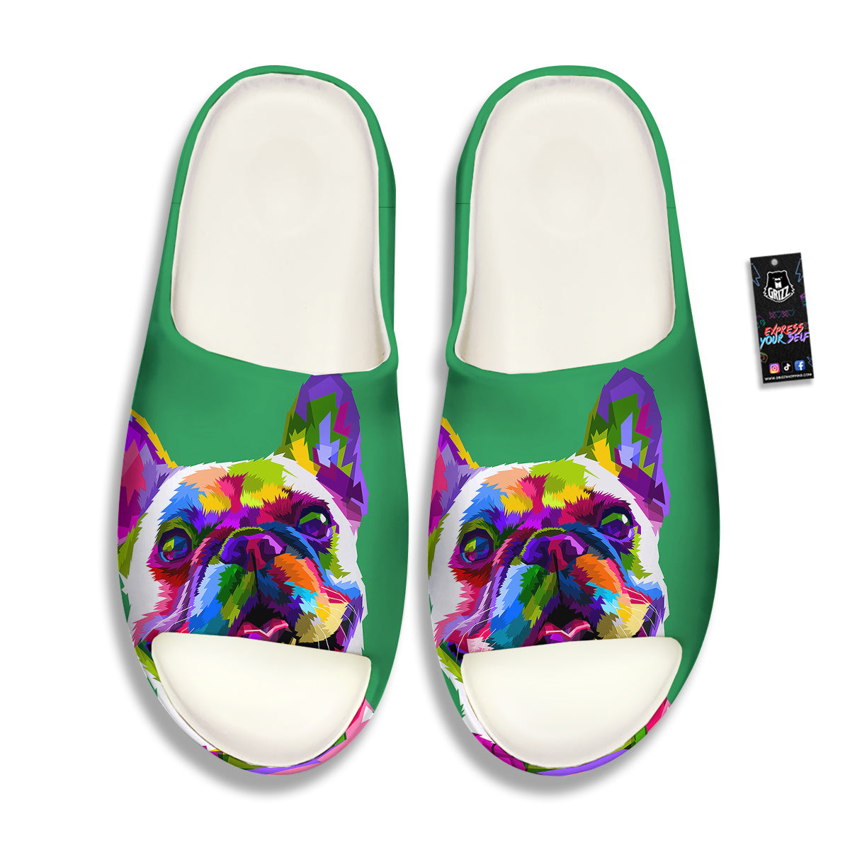 French Bulldog Coloful Print Sandals-grizzshop