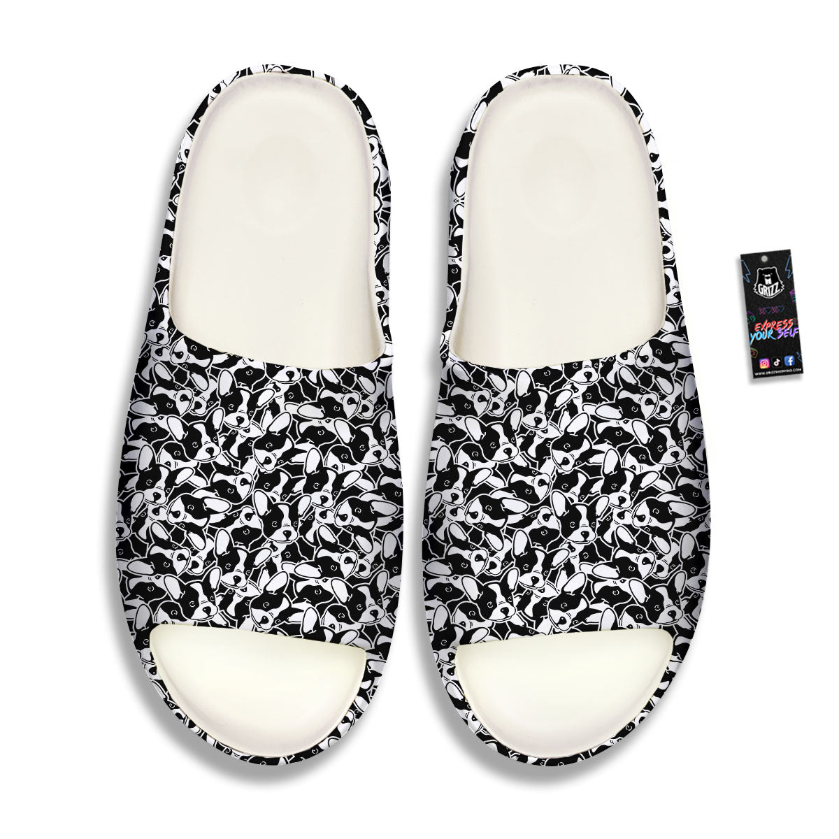 French Bulldog Faces Print Pattern Sandals-grizzshop