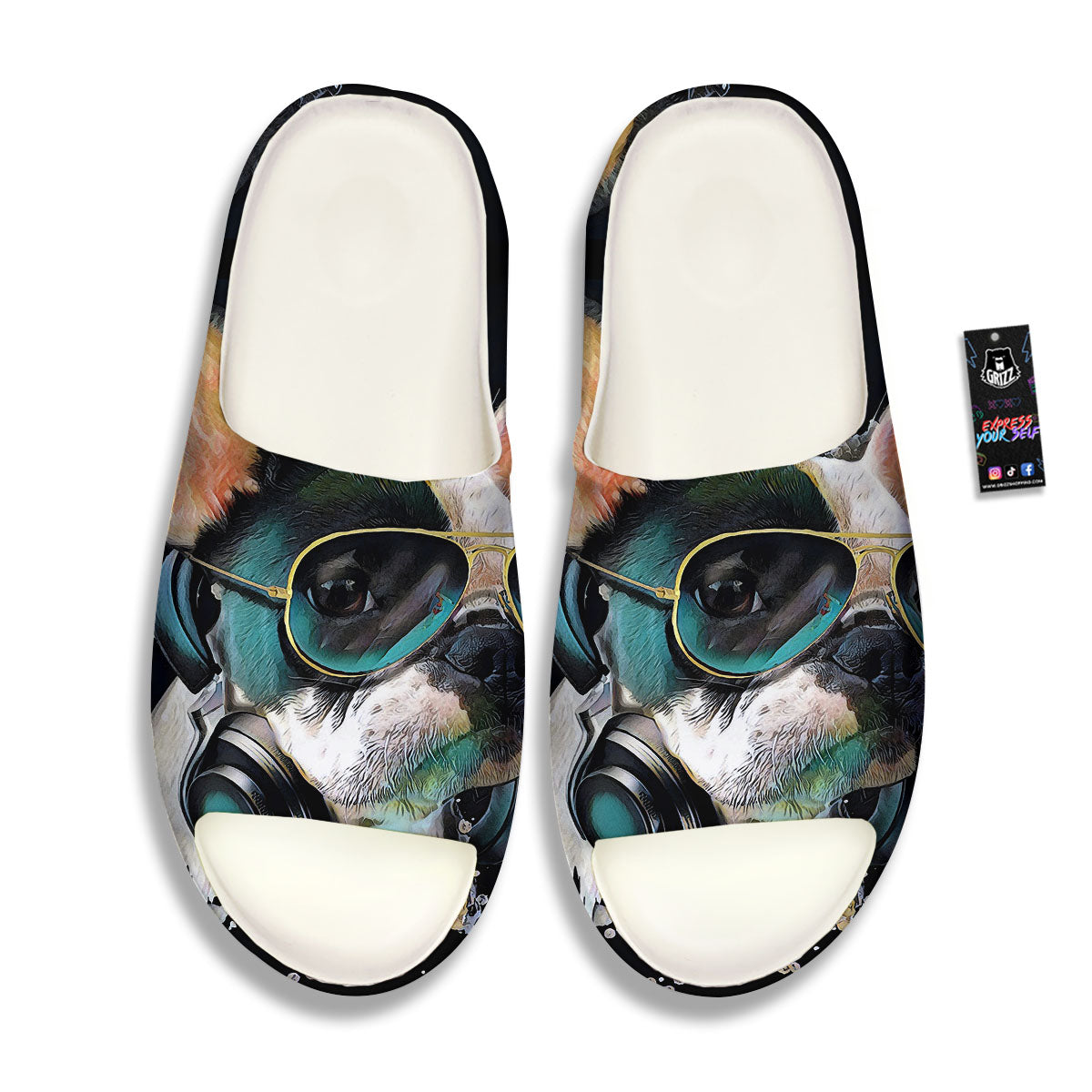 French Bulldog Puppy Watercolor Print Sandals-grizzshop