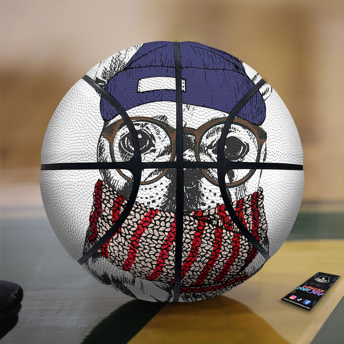 Gingham White And Orange Print Pattern Basketball