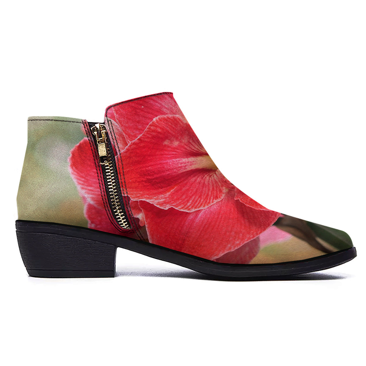 Fresh Amaryllis Print Ankle Boots-grizzshop