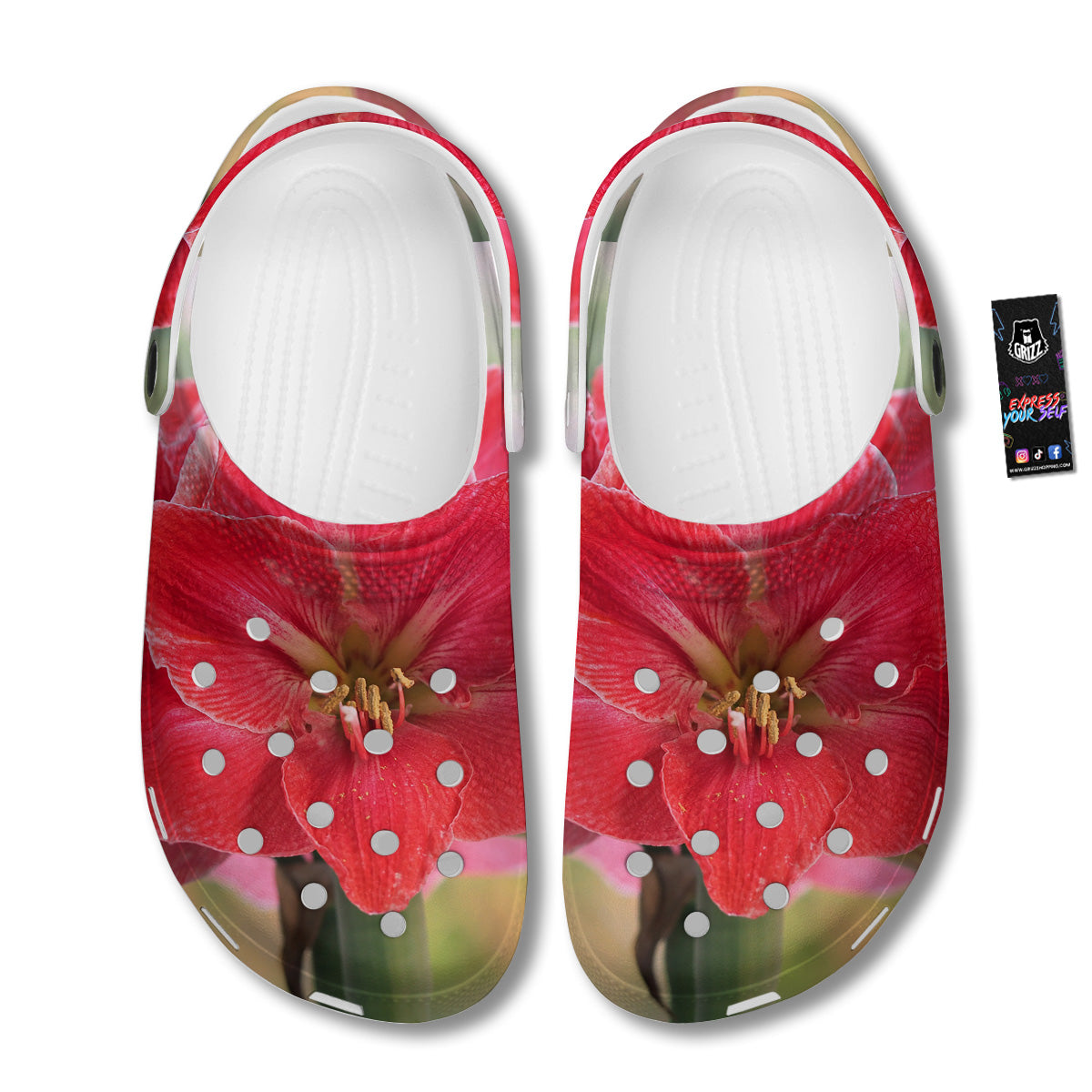 Fresh Amaryllis Print Clog-grizzshop