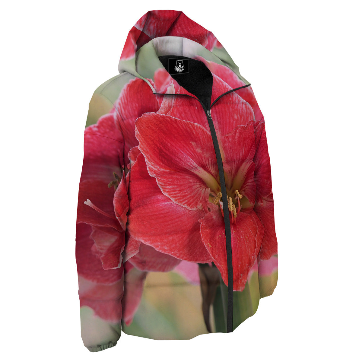 Fresh Amaryllis Print Down Jacket-grizzshop