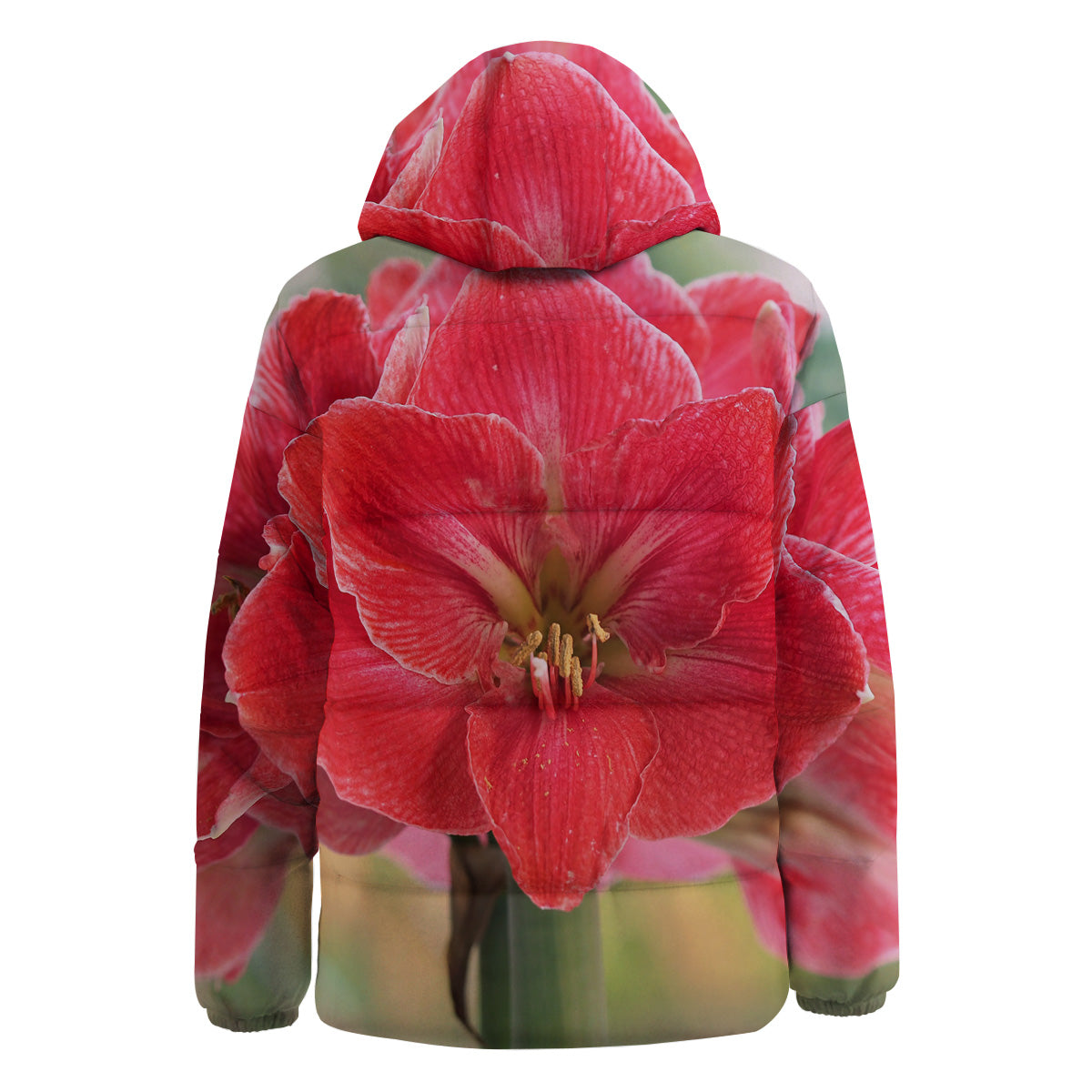 Fresh Amaryllis Print Down Jacket-grizzshop