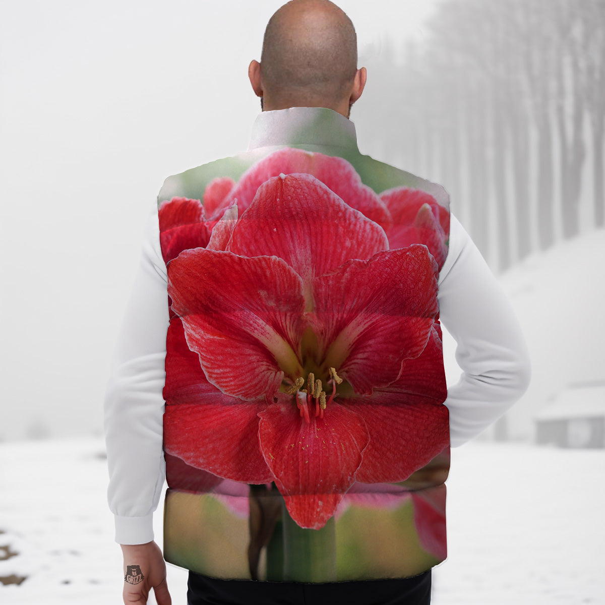 Fresh Amaryllis Print Down Vest