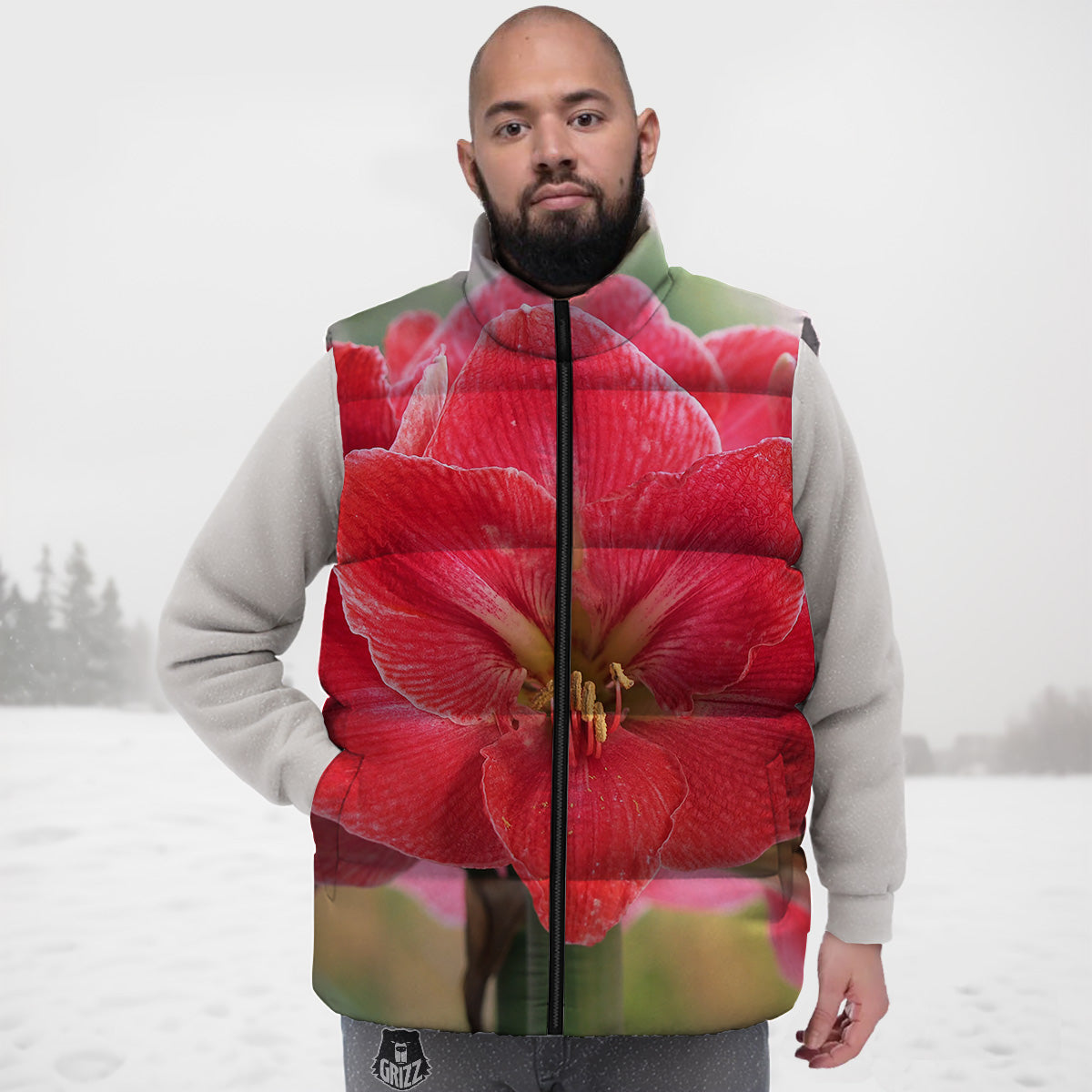 Fresh Amaryllis Print Down Vest