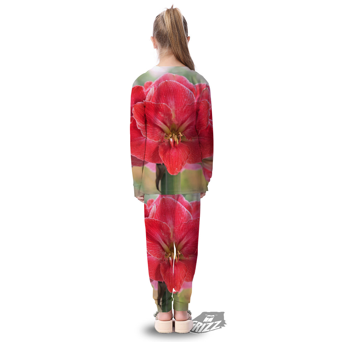 Fresh Amaryllis Print Kid's Pajamas-grizzshop