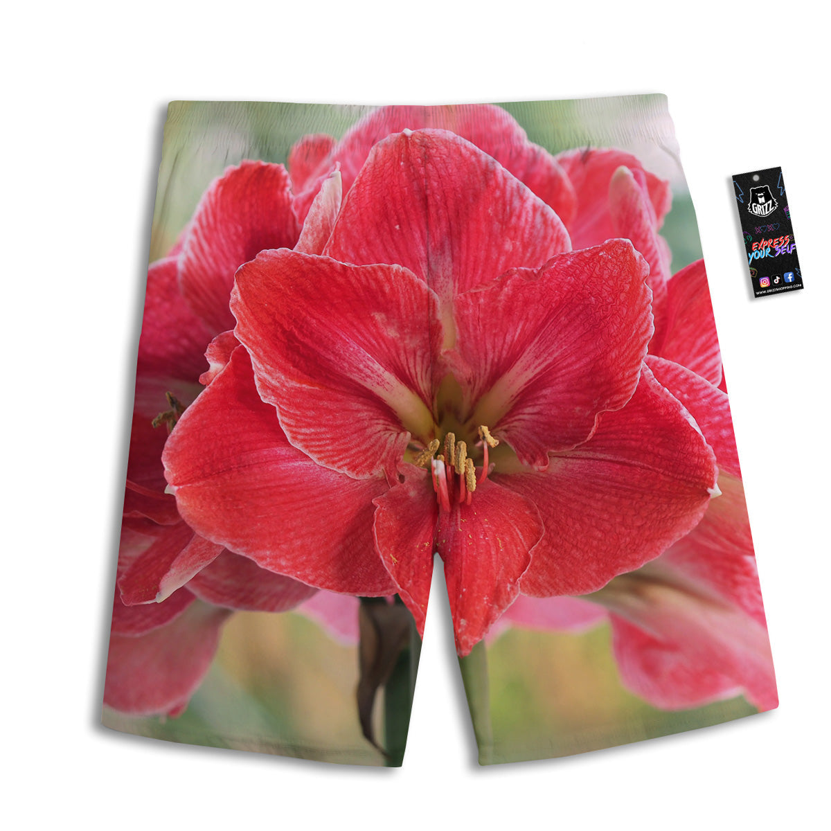 Fresh Amaryllis Print Men's Athletic Shorts